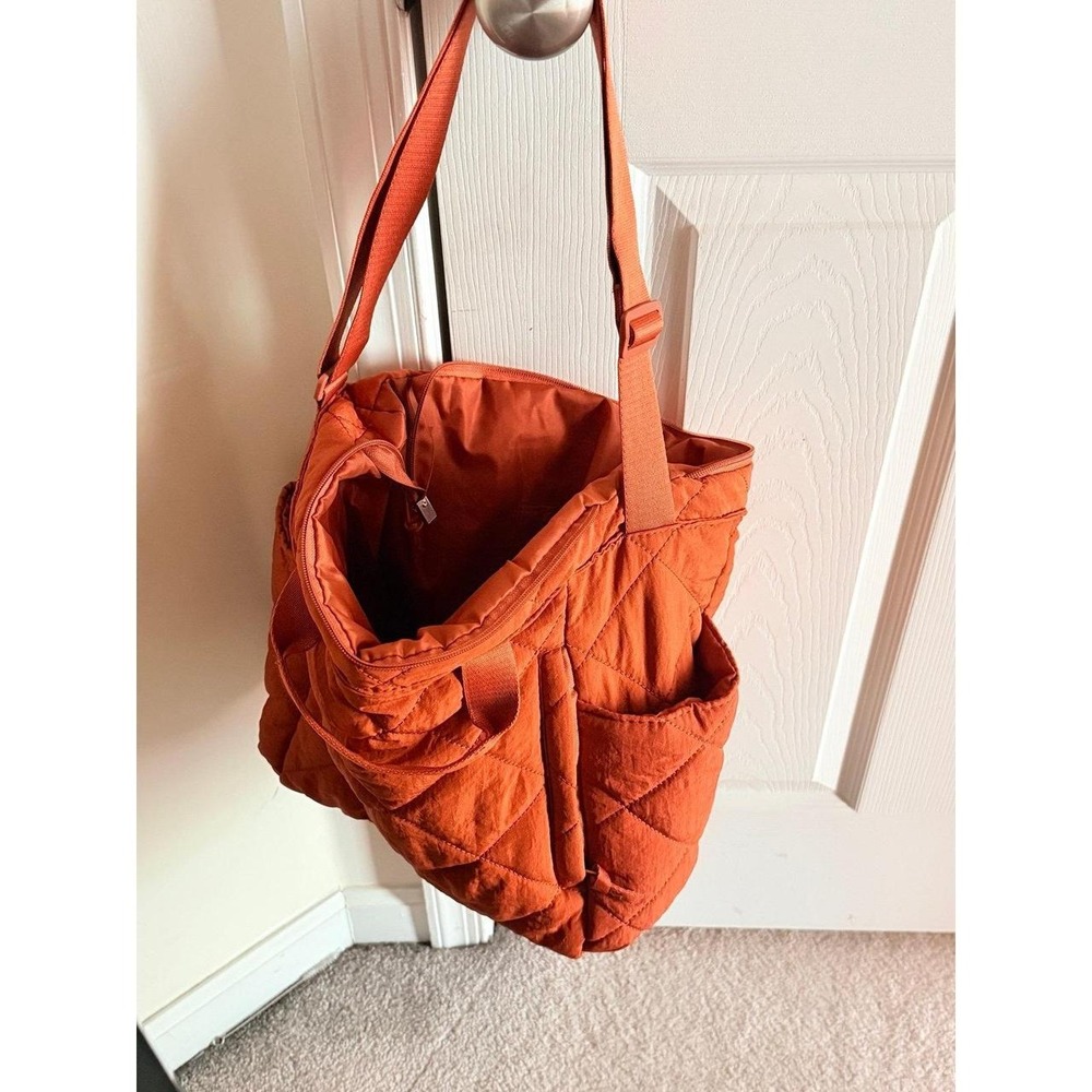 Deep Orange Quilted Carryall Tote Purse - New W/o Tags -